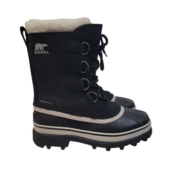 Black/Stone - Sorel Women's Caribou Insulated Lace Up Removable Felt Liner Winte - Picture 3 of 6